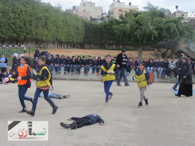 مدرسة جنة ابن رشد الابتدائية وتمرين الدفاع المدني والحذر ومشاركة واسعة من الاهالي 